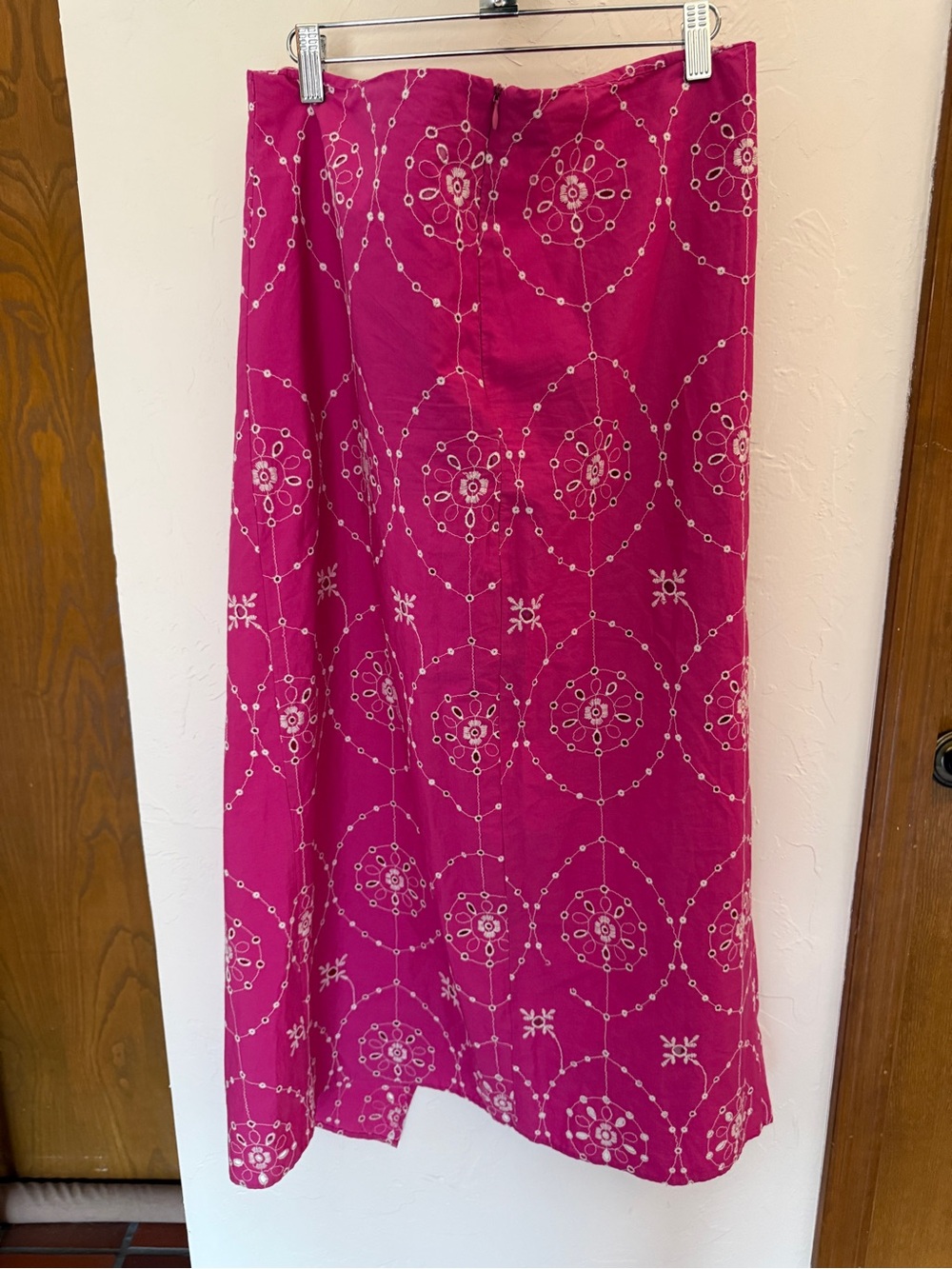 Zara Pink Floral Embroidered Maxi Skirt with slit in front